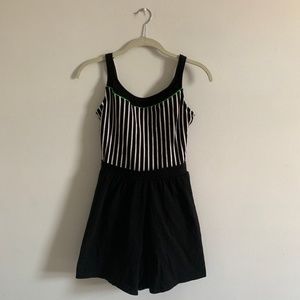 Black and White striped Romper/Swimsuit